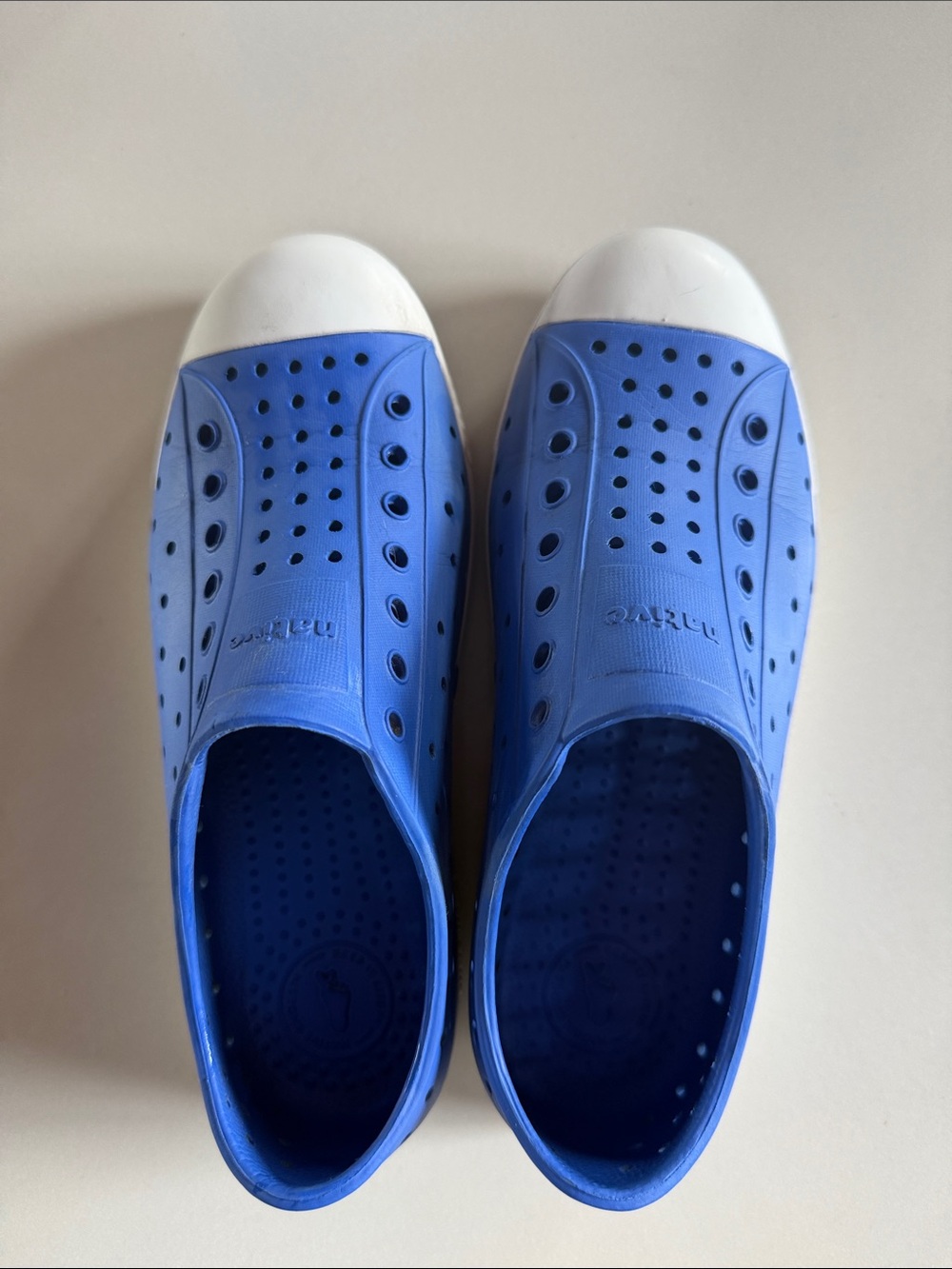Native Blue Slip-On Sneakers with White Toe Caps